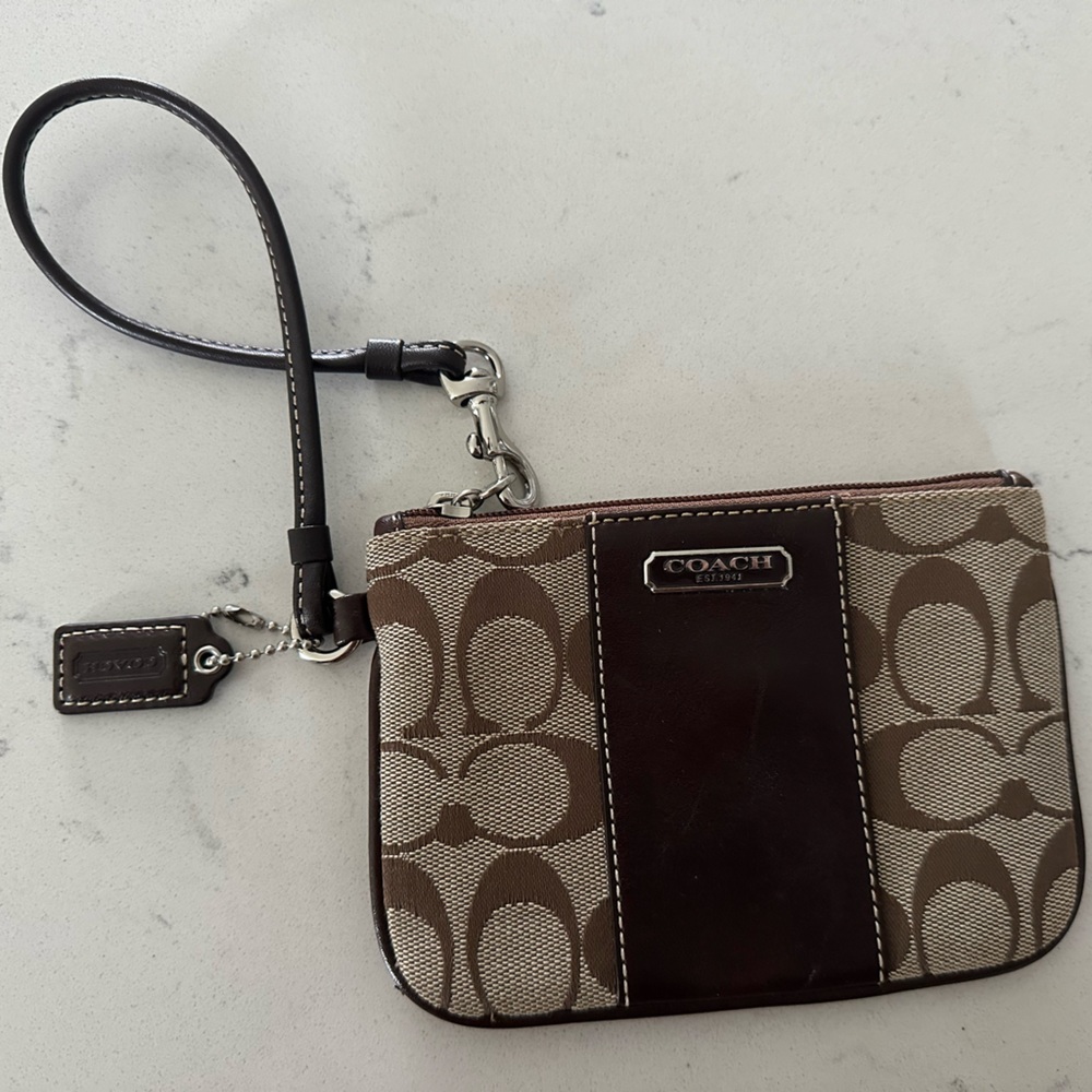 Coach Corner Zip Wristlet in Signature Canvas